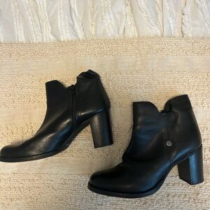 Black Leather Ankle Boots - Classic Women's Heeled Booties